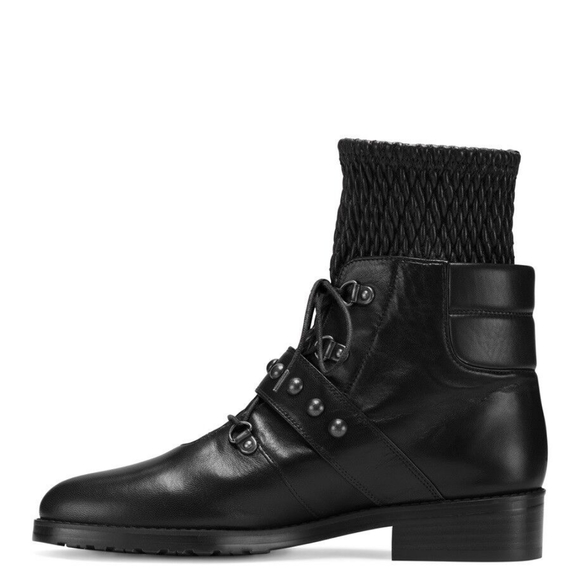 Stuart Weitzman Stitchwork Nappa Leather Quilted Combat Boots - Picture 2 of 16